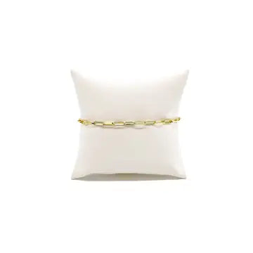 Gold Ashley Paperclip Chain Charm Bracelet | 8 Inch