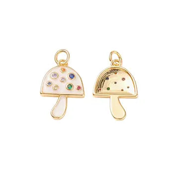 Gold & Pearlescent Embellished Mushroom Charm