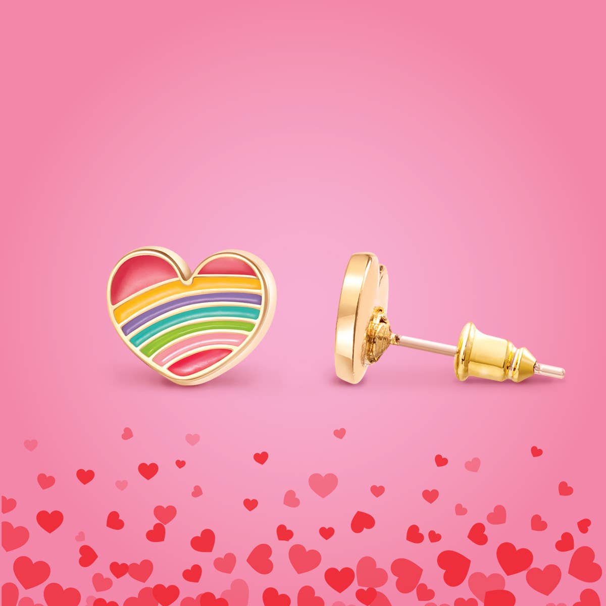 Rainbow Heart Cutie Stud Earrings