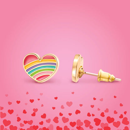 Rainbow Heart Cutie Stud Earrings