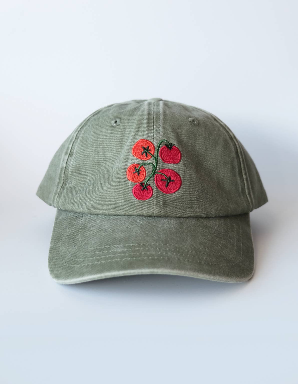 Tomato Vine Embroidered Hat | Washed Green