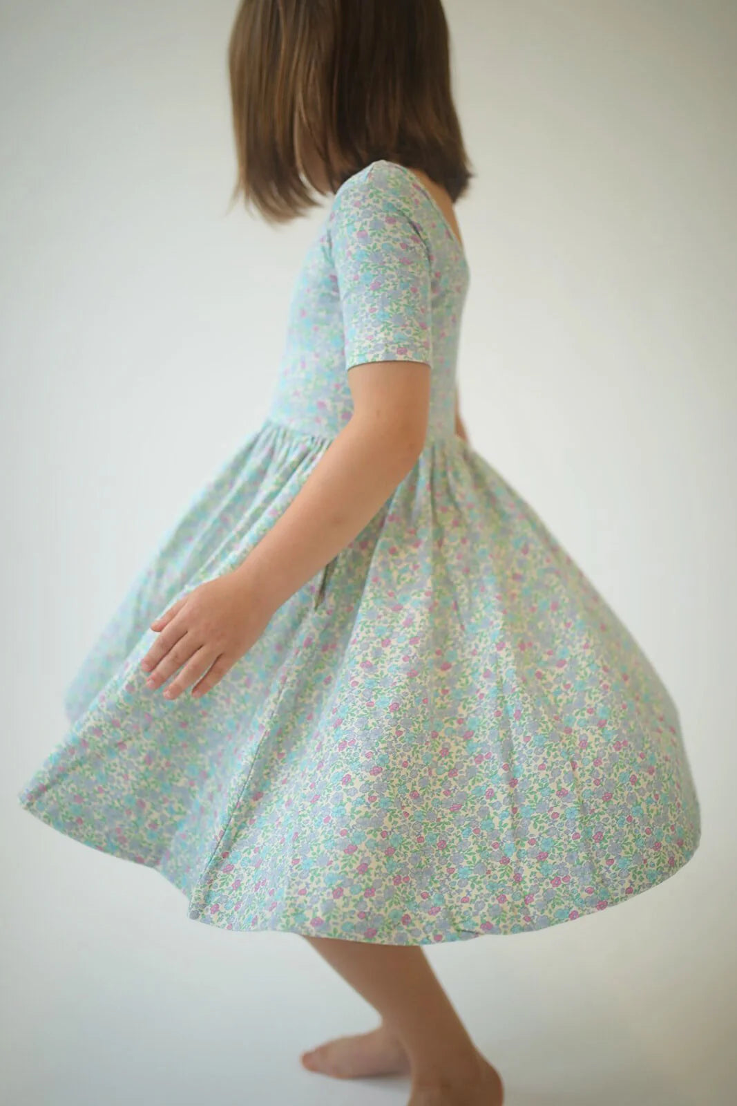 Short Sleeve Twirl Dress in Bella Blue Floral