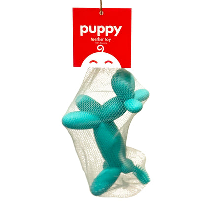 Balloon Puppy Teether + Toothbrush | Aqua