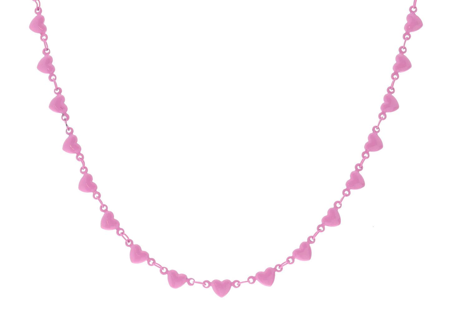 Kids Light Pink Metal Hearts Necklace