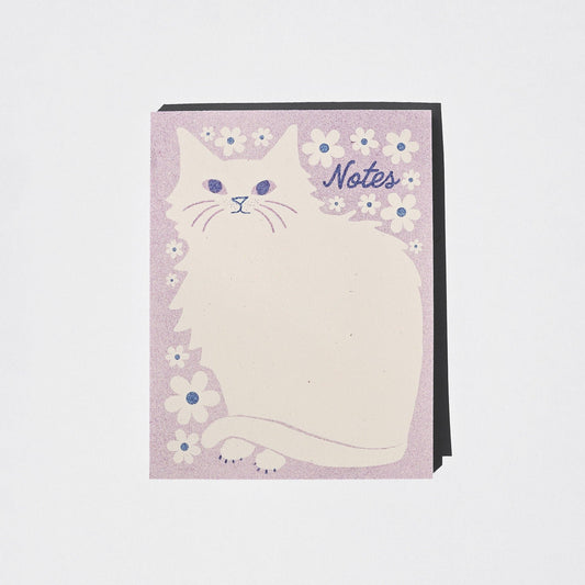 Negative Space Floral Cat Risograph Notepad