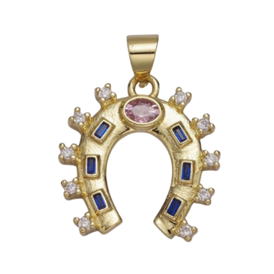 Multi-Color Stone Horseshoe Charm