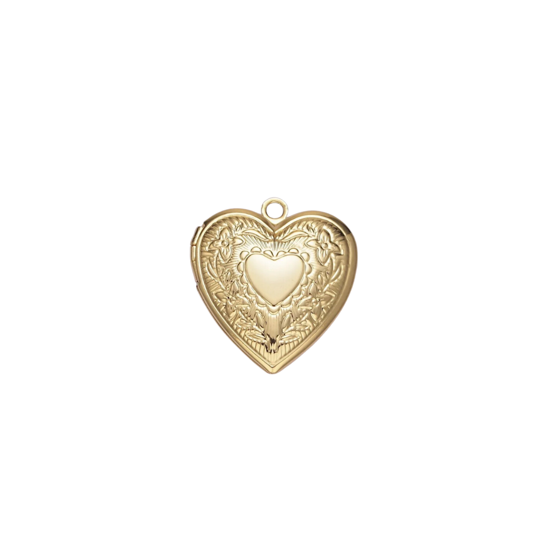 Engraved Heart Locket Charm