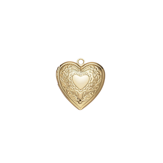 Engraved Heart Locket Charm