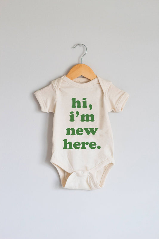 Hi I'm New Here Baby Onesie