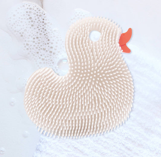 Squigee Duck Silicone Body Scrub Baby Bath Toy | White