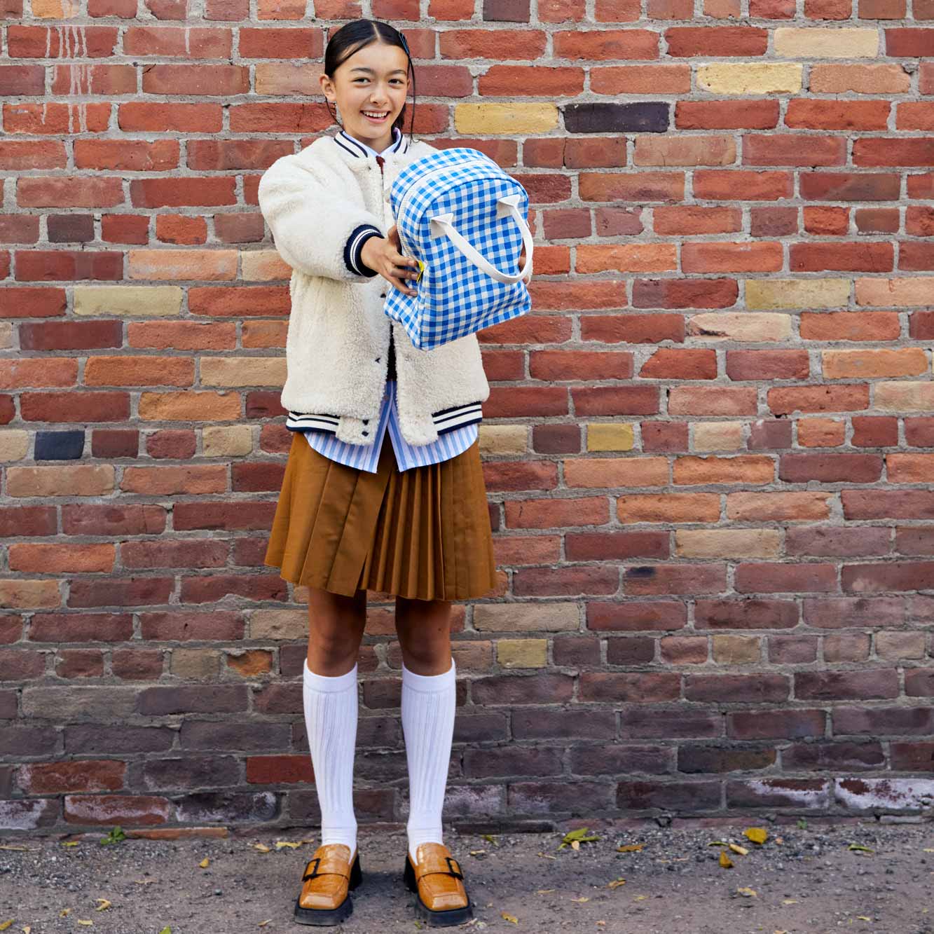 Zipper Lunch Bag | Gingham Blue