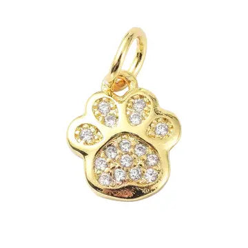 Gold and Cubic Zirconia Paw Print Charm