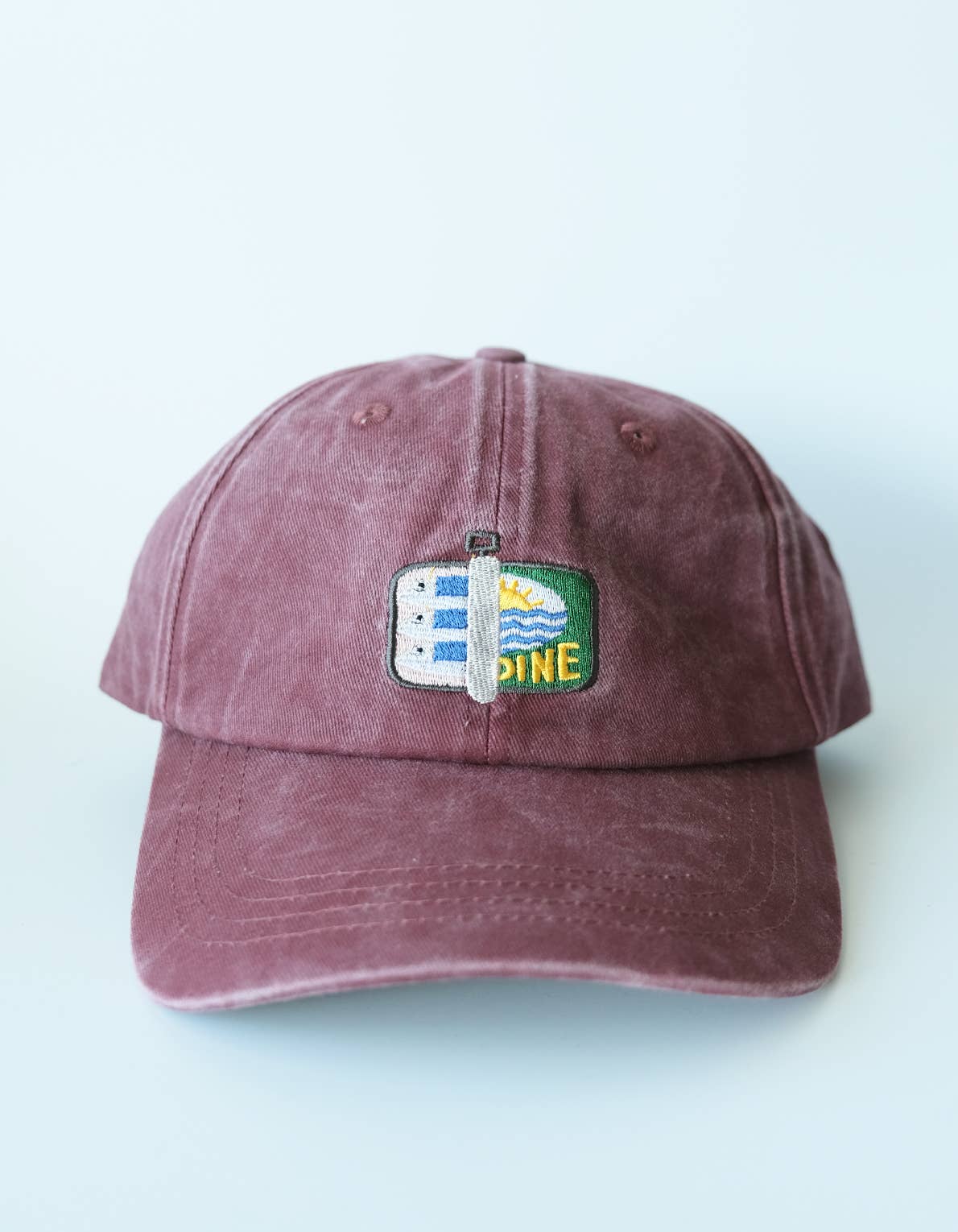 Tinned Fish Embroidered Hat | Washed Burgundy