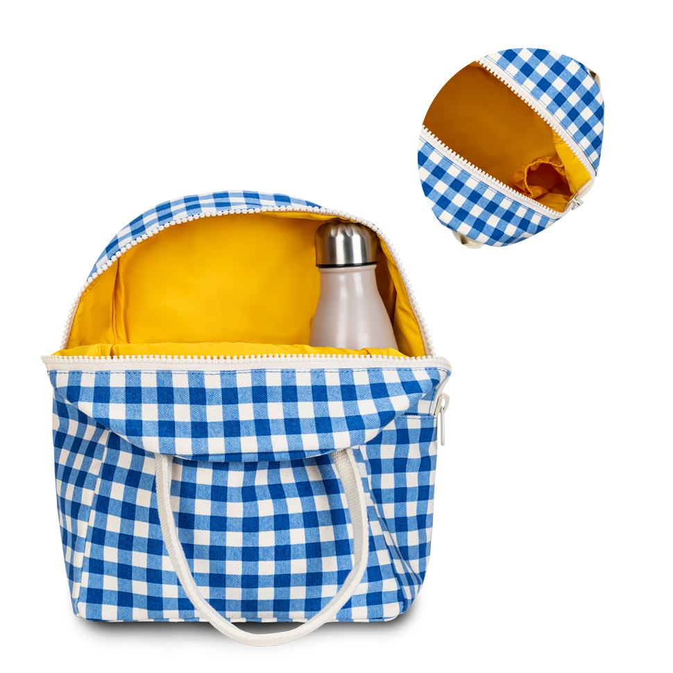 Zipper Lunch Bag | Gingham Blue