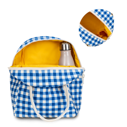 Zipper Lunch Bag | Gingham Blue