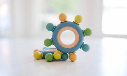 Mountain Captains Wheel Wood + Silicone Baby Teething Toy