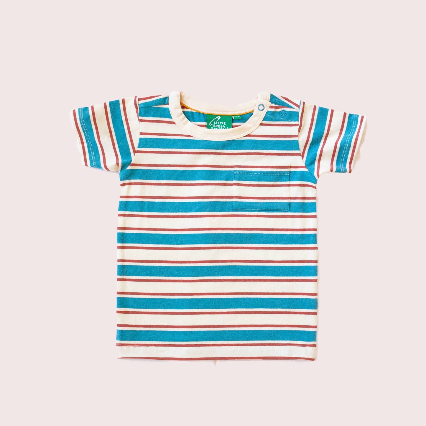 Blue + Walnut Striped Organic Short Sleeve T-Shirt