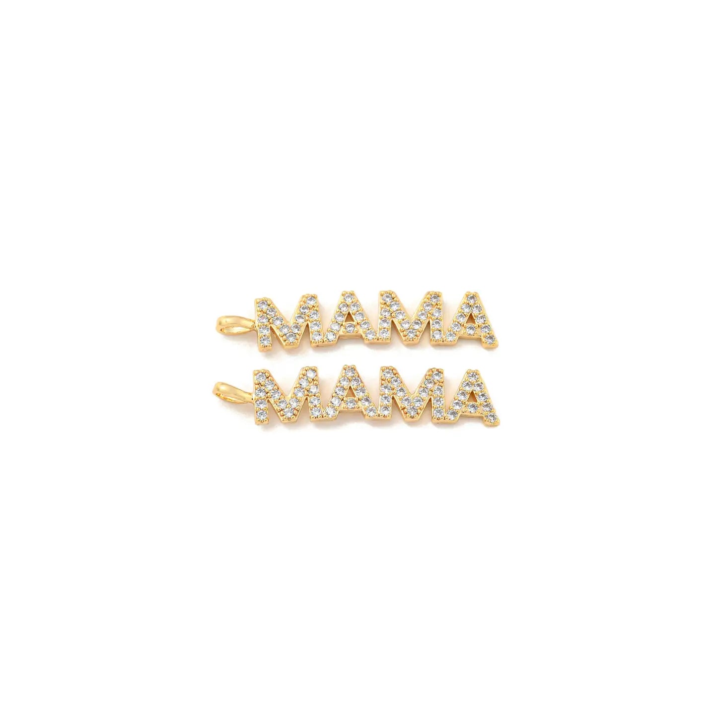 Gold Pave "Mama" Bar Charm