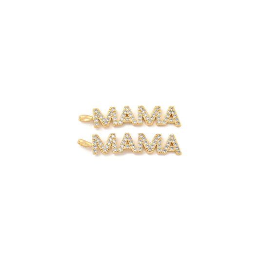 Gold Pave "Mama" Bar Charm