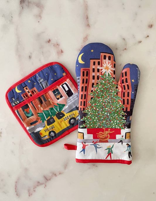 Rockefeller Oven Mitt + Pot Holder Set