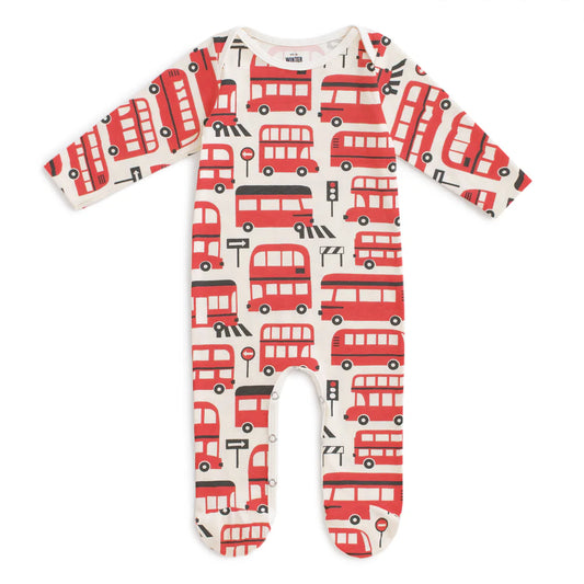 Double-Decker Buses Footed Romper