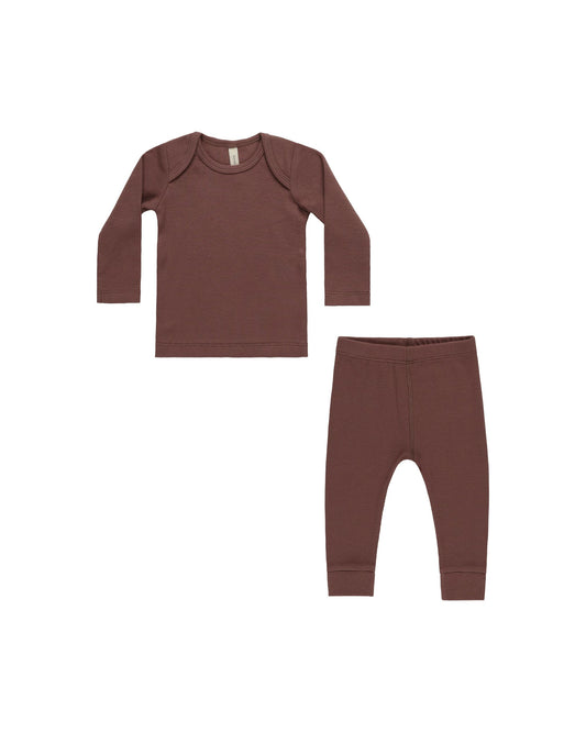 ribbed tee + legging set | plum