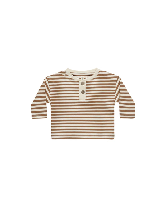 longsleeve henley tee | cinnamon stripe