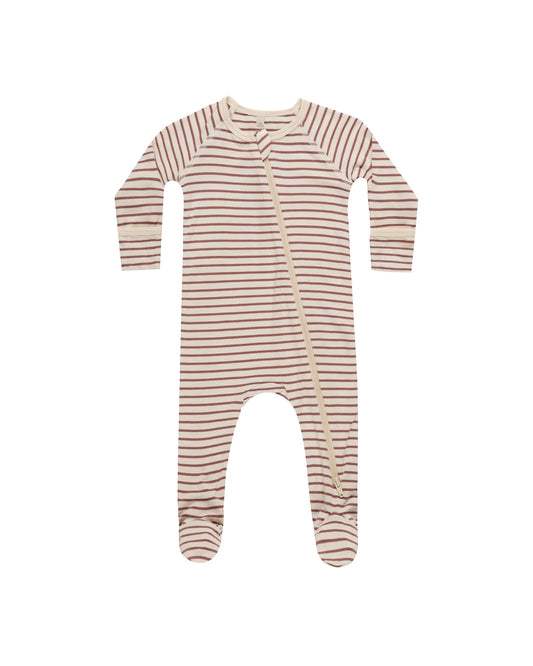 bamboo zip footie | candy stripe