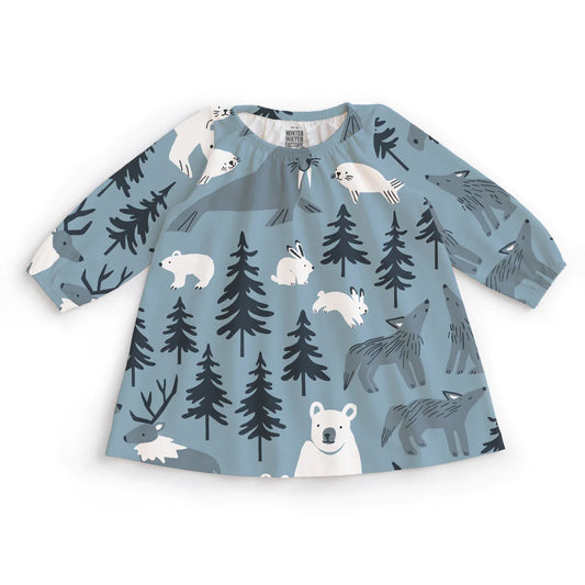 Northern Animals Mountain Blue Cedar Baby Dress