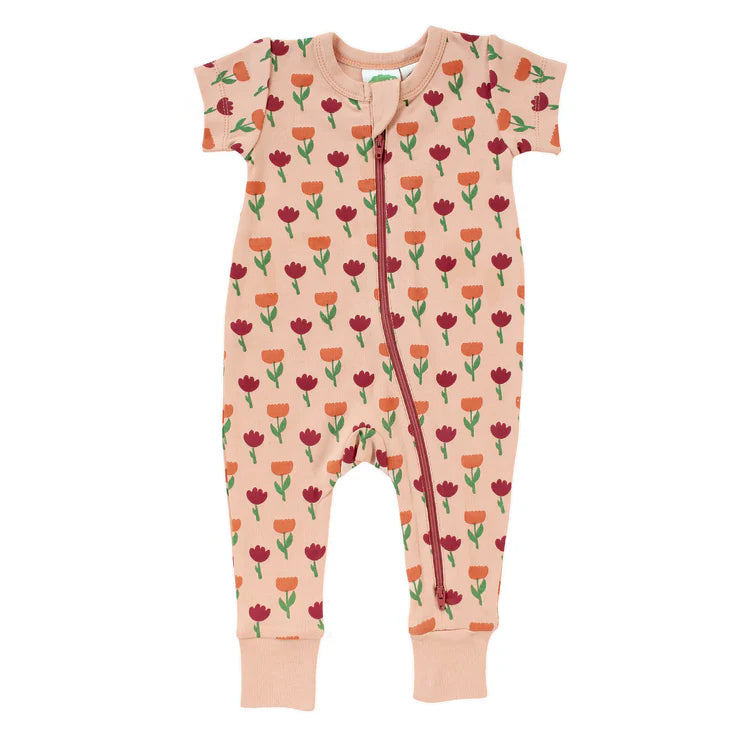 Tulips '2-Way' Zip Romper Short Sleeve