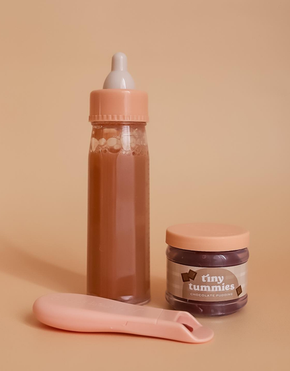 Tiny Tummies Puree and Milk Bottle Set | Chocolate