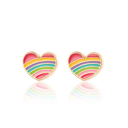 Rainbow Heart Cutie Stud Earrings