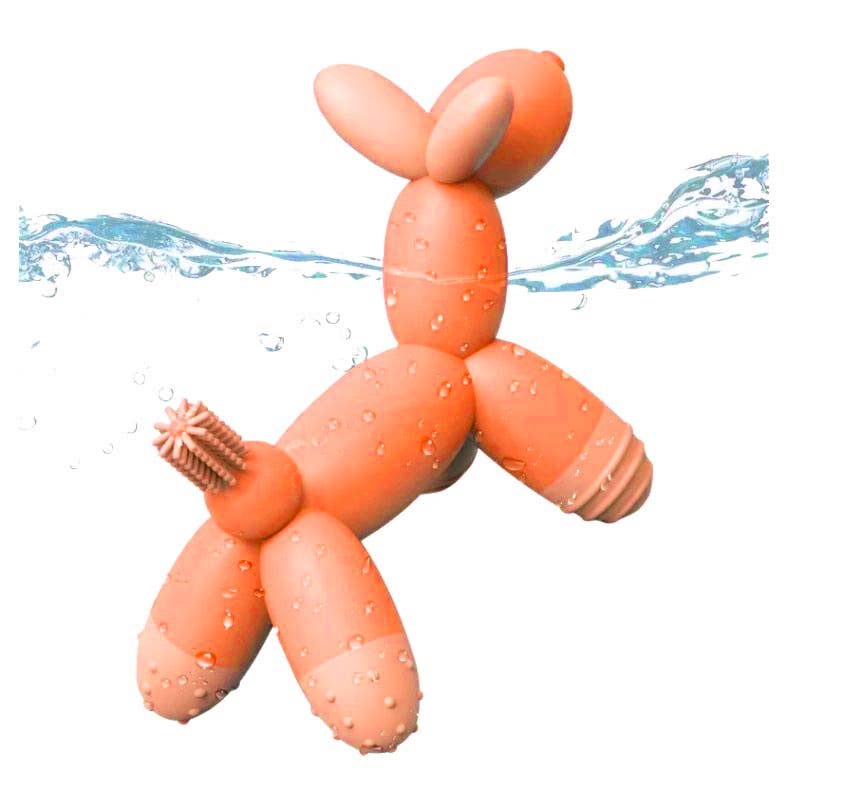 Balloon Puppy Teether + Toothbrush | Orange