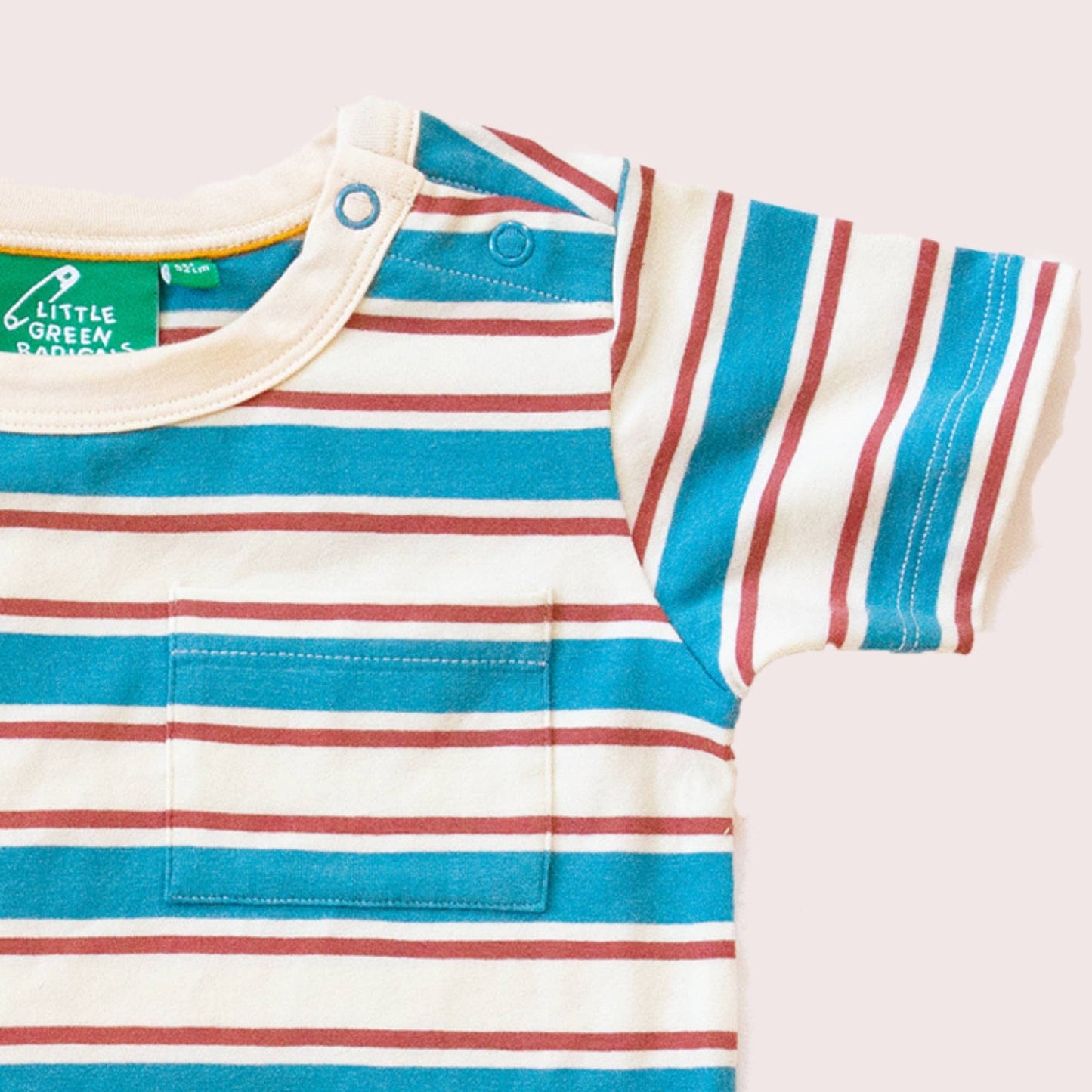 Blue + Walnut Striped Organic Short Sleeve T-Shirt