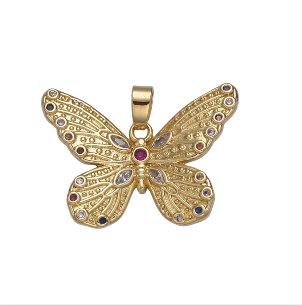 Multi-Color Stone Butterfly Charm