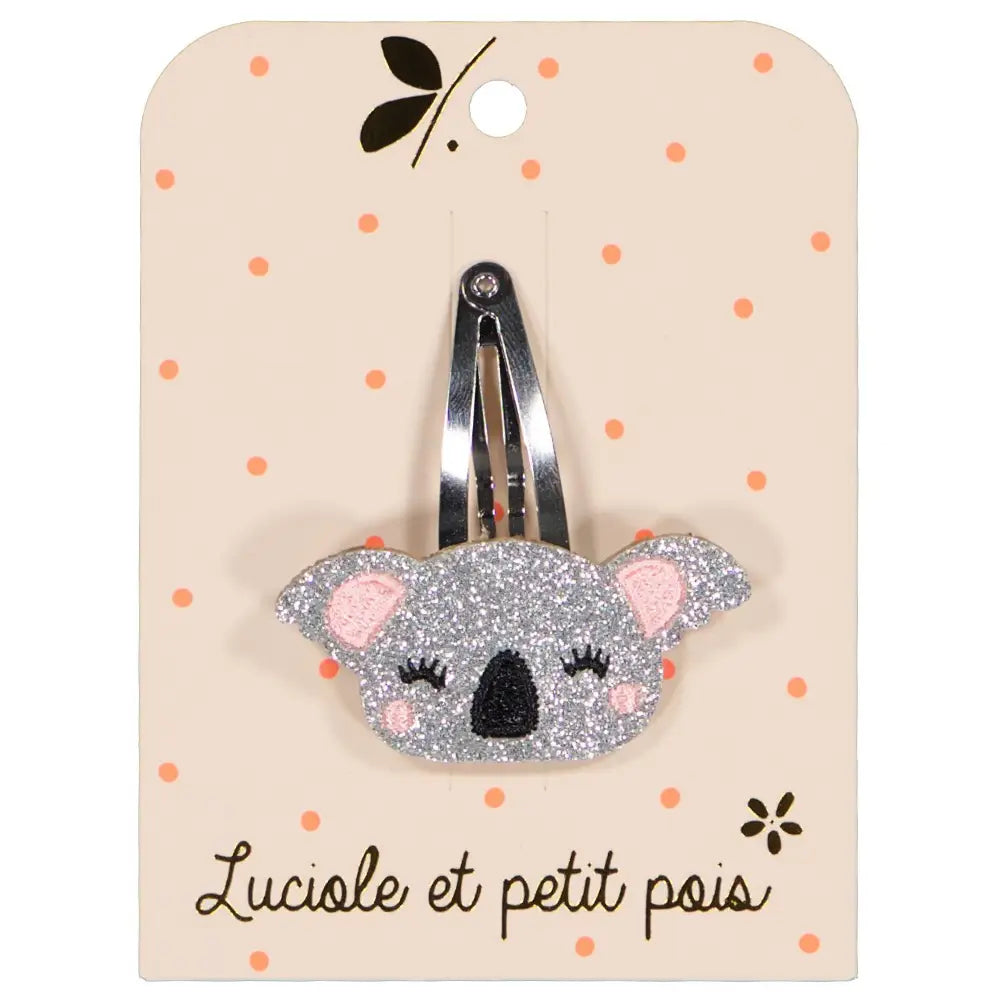 Koala Hair Clip - Silver Glitter