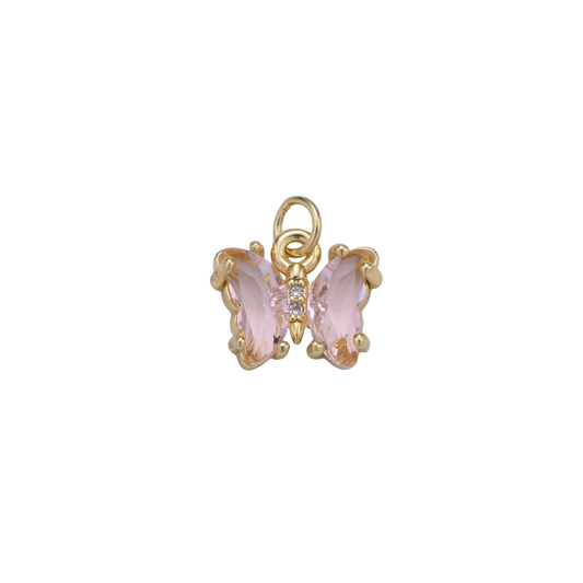 Pink Crystal Butterfly Charm