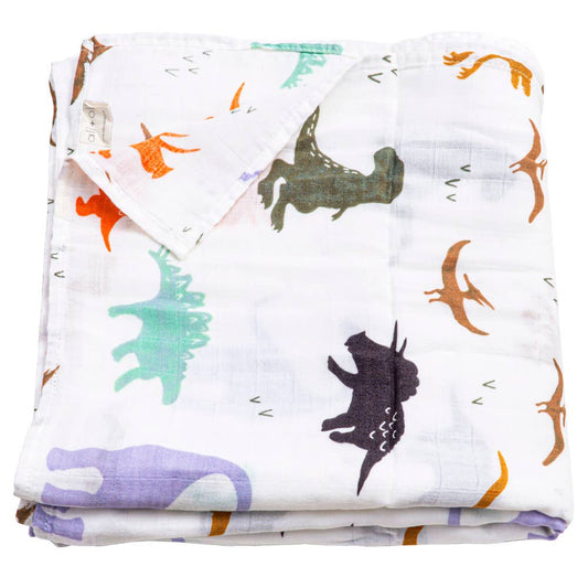 Dinosaur Bamboo Muslin Swaddle Blanket