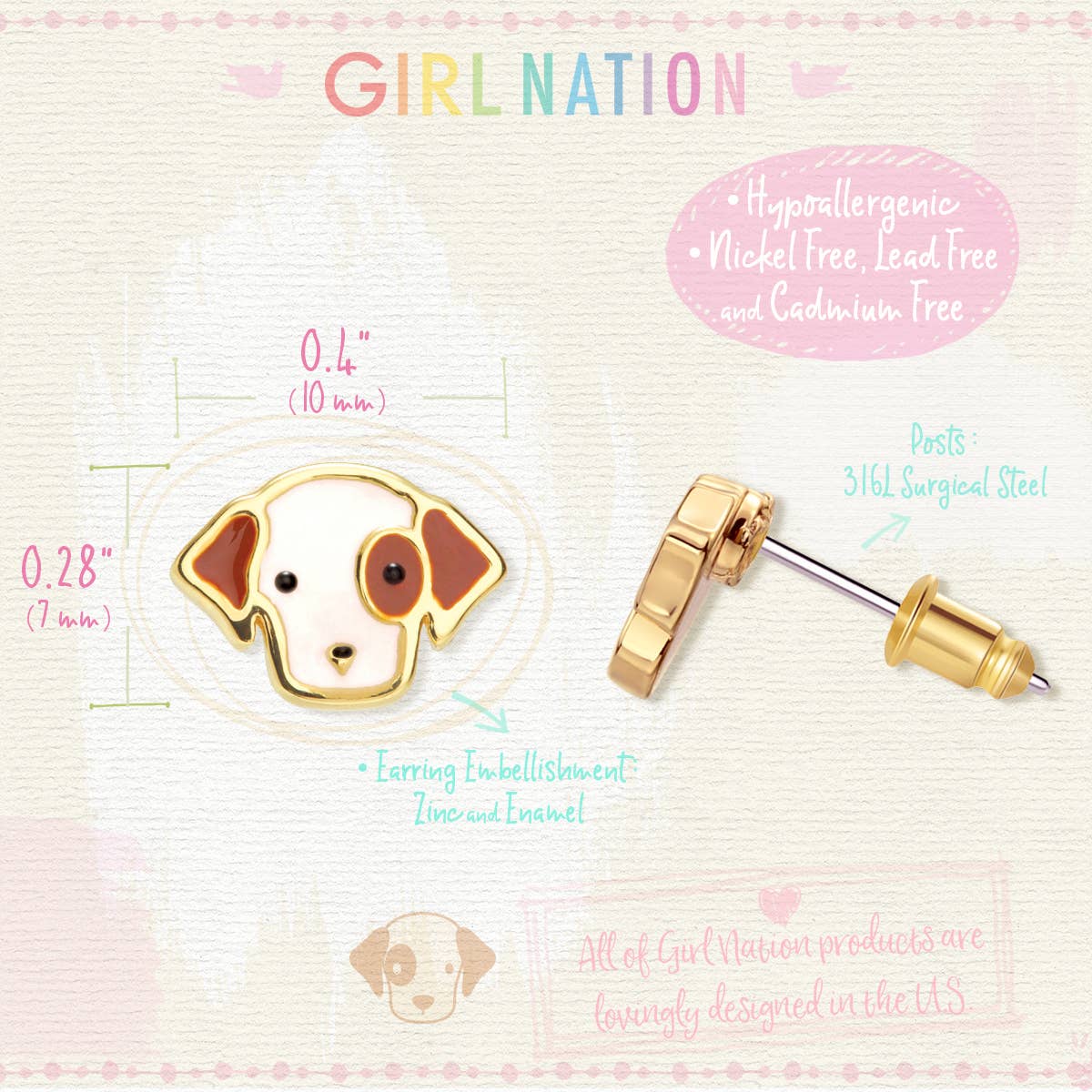 Perky Puppy Cutie Stud Earrings