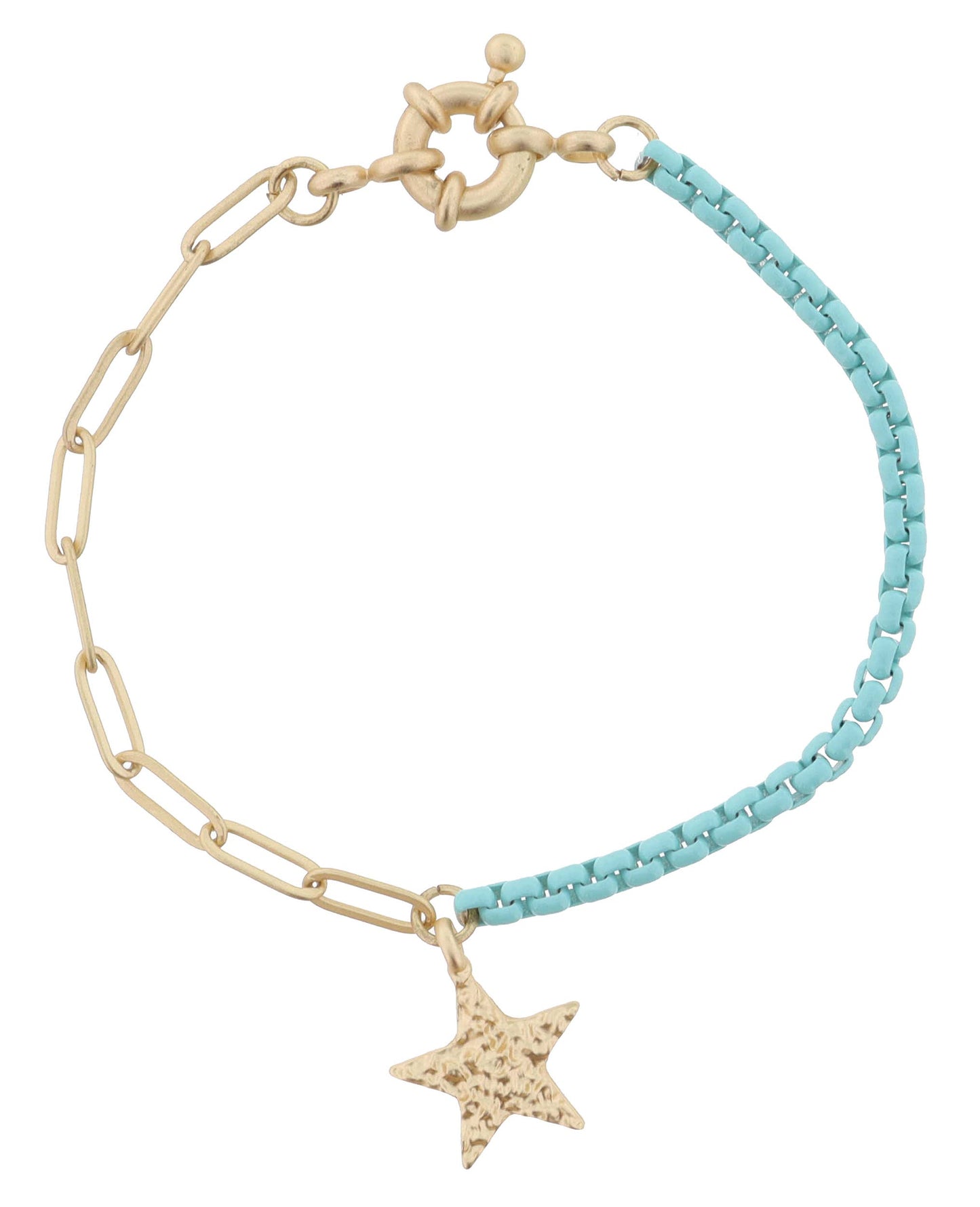 Kids Half Gold Chain, Half Mint Chain with Star Bracelet