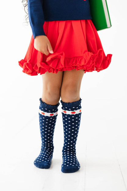 Apple Lace Top Knee High Socks